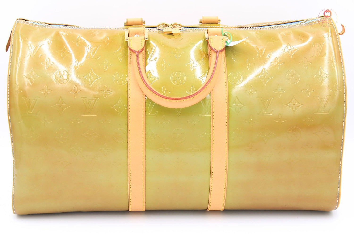 Louis Vuitton Yellow Monogram Vernis Mercer Keepall Duffle Bag